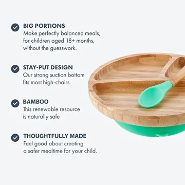 Avanchy Bamboo Toddler Suction Plate with Spoon