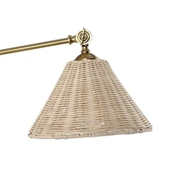 Stylish WINGBO Wall Sconce with Rattan Shade - Adjustable Lighting