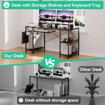 HYPIGO 55 Inch Workstation Desk with Keyboard Tray