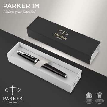 PARKER IM Rollerball Pen - Sophisticated Black Lacquer with Chrome Trim