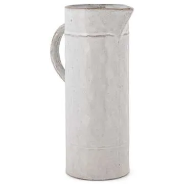 47th & Main Classic Glazed Pottery Style Ceramic Pitcher, 32-Ounces, White