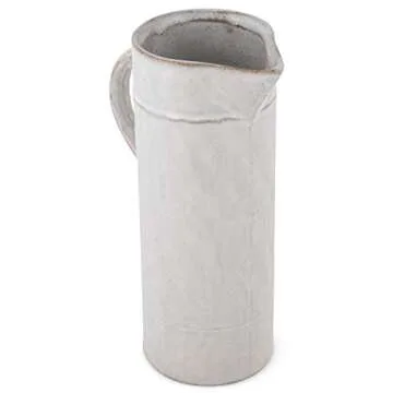 47th & Main Classic Glazed Pottery Style Ceramic Pitcher, 32-Ounces, White