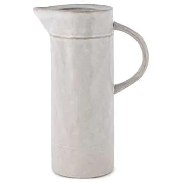 47th & Main Classic Glazed Pottery Style Ceramic Pitcher, 32-Ounces, White