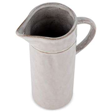 47th & Main Classic Glazed Pottery Style Ceramic Pitcher, 32-Ounces, White