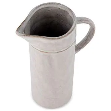 47th & Main Classic Glazed Pottery Style Ceramic Pitcher, 32-Ounces, White