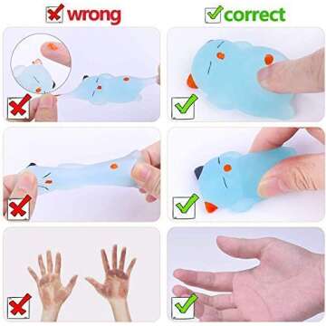 LEEHUR Mochi Glitter Squishies 20pcs Glow in The Dark Animals Squishy for Kids Party Favors Squeeze Sensory Toys Kawaii Easter Egg Fillers Basket Stocking Stuffers Goodie Bag Classroom Prizes(Random)