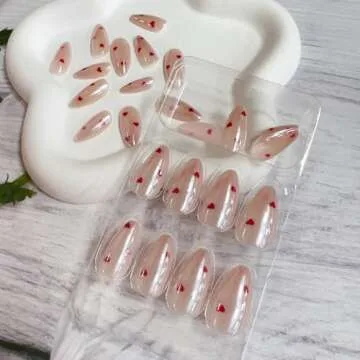 Cute Valentines Press on Nails with Heart Designs – 24Pcs