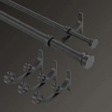 Double Drapery Curtain Rods, 72-144” Telescoping Curtain Rod with 1inch large rod and 5/8inch smal...