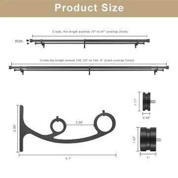 Stylish Double Drapery Curtain Rods, Adjustable and Durable