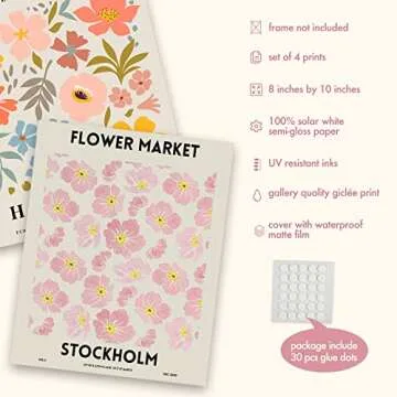 InSimSea Flower Market Poster Wall Art Prints Set - Danish Pastel Aesthetic Room Decor Floral Poster...