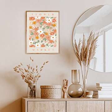 InSimSea Flower Market Poster Wall Art Prints Set - Danish Pastel Aesthetic Room Decor Floral Posters, Vintage Flower Prints Christmas Wall Art for Living Room Bathroom Decor (UNFRAMED, 8X10in)
