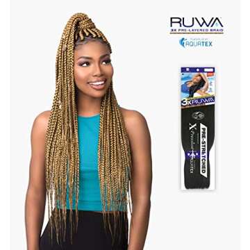 Sensationnel Synthetic Hair Braids X-Pression 3X RUWA PRE-STRETCHED Braid 24" (3 Pack, 1B)
