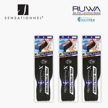 Sensationnel Synthetic Hair Braids X-Pression 3X RUWA PRE-STRETCHED Braid 24" (3 Pack, 1B)