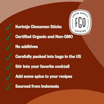 FGO Organic Cinnamon Sticks from Indonesia - 16 oz Pack