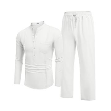 Men's White Linen Set - Perfect for Beach & Yoga