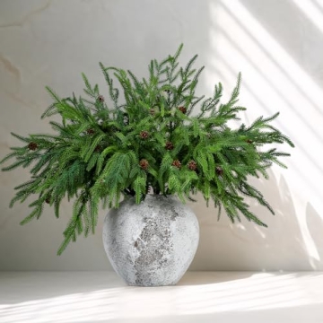 Yinder Norfolk Pine Branches with Pine Cones for Festive Decor