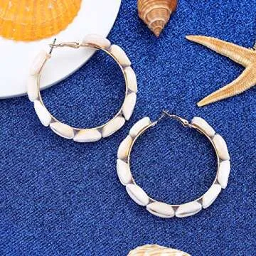 Chic Cowrie Shell Hoop Earrings for Women Stylish Gift