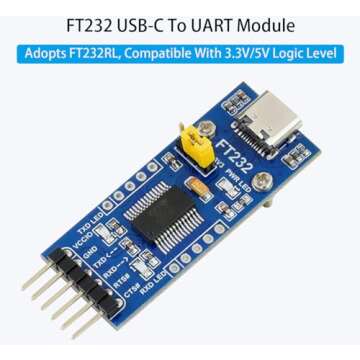FT232 USB UART Board (Type C), USB to TTL Serial Converter Adapter Module Onboard Original FT232RL, ...