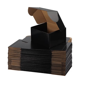 Hoikwo 25 Pack 9x6x4 Shipping Boxes for Small Business, Black Packaging Cardboard Boxes, Moving Mail...