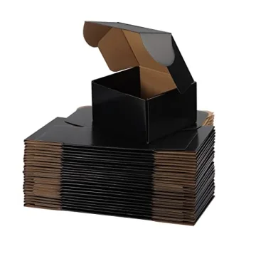 Hoikwo 25 Pack 9x6x4 Shipping Boxes for Small Business, Black Packaging Cardboard Boxes, Moving Mail...
