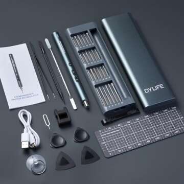 62 In 1 Mini Electric Screwdriver, Rechargeable Portable Small Cordless Electric Screwdriver Kit Wit...