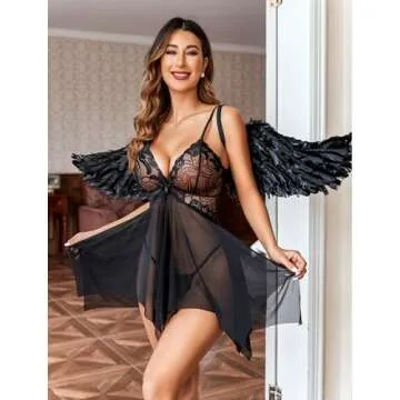 Avidlove Women Lace Babydoll V Neck Sleepwear