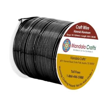 Mandala Crafts Anodized Aluminum Craft Wire for Jewelry Making - Bendable Flexible Black Crafting Wi...