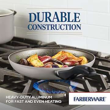 Farberware Dishwasher Safe Nonstick Cookware Pots and Pans Set, 15 Piece, Champagne