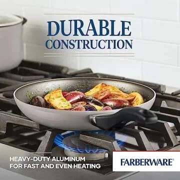 Farberware Dishwasher Safe Nonstick Cookware Pots and Pans Set, 15 Piece, Champagne