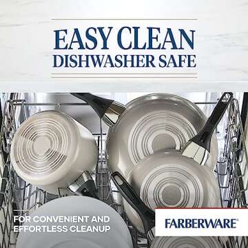 Farberware Dishwasher Safe Nonstick Cookware Pots and Pans Set, 15 Piece, Champagne