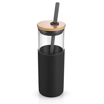 Tronco 24 oz Glass Tumbler with Straw and Lid - Durable, BPA-Free Beverage Solution