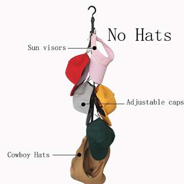 YYST Closet Hanging Cap Keeper Closet Cap Racks Hats Holders Closet Hook Storage Organizer - Fit Most Hats - No Hats Included (1)
