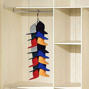 YYST Closet Hanging Cap Keeper Closet Cap Racks Hats Holders Closet Hook Storage Organizer - Fit Most Hats - No Hats Included (1)
