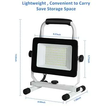 UFOND 6000 Lumen LED Work Light with Stand,60W Waterproof Flood Light, Brightness Switch Adjustable,Super Bright Portable Job Site Worklight with Power Cord for Garage Workshop Car,Outdoor Lighting