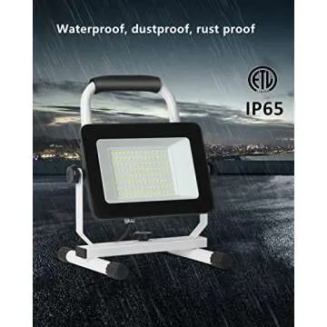 UFOND 6000 Lumen LED Work Light with Stand,60W Waterproof Flood Light, Brightness Switch Adjustable,Super Bright Portable Job Site Worklight with Power Cord for Garage Workshop Car,Outdoor Lighting