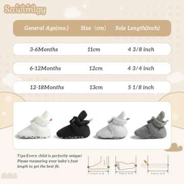 Sawimlgy Newborn Infant Baby Girl Boy Cotton Booties Stay On Sock Slippers Soft Bedroom Shoes Non-Skid Ankle Boots With Grippers Toddler Crib Warm Shoe First Walker