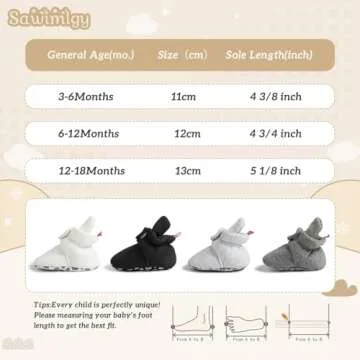 Sawimlgy Newborn Infant Baby Girl Boy Cotton Booties Stay On Sock Slippers Soft Bedroom Shoes Non-Skid Ankle Boots With Grippers Toddler Crib Warm Shoe First Walker