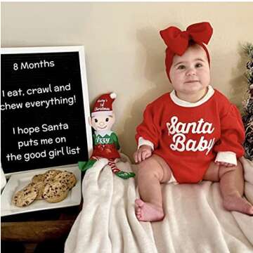 Twopumpkin Baby Girl Boy Christmas Sweater Santa Baby Onesie Outfit Infant Sweatshirt Romper Long Sl...
