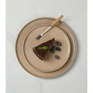 Famiware Nebula Plates and Bowls Set, 12 Pieces Dinnerware Sets, Dishes Set for 4, Cinnamon Brown