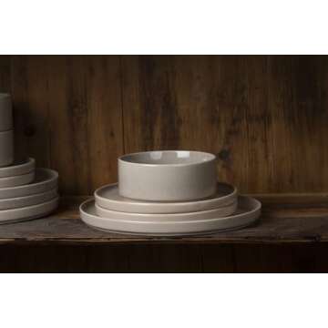 Famiware Nebula Plates and Bowls Set, 12 Pieces Dinnerware Sets, Dishes Set for 4, Cinnamon Brown