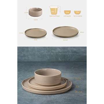 Famiware Nebula Plates and Bowls Set, 12 Pieces Dinnerware Sets, Dishes Set for 4, Cinnamon Brown