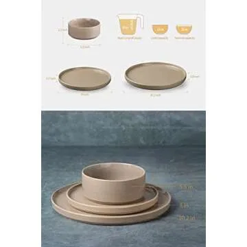 Famiware Nebula Plates and Bowls Set, 12 Pieces Dinnerware Sets, Dishes Set for 4, Cinnamon Brown