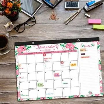 Blisstime Desk Calendar 2020-17” x 12” Runs from January 2020 Till December 2020 12 Months Floral Wall Calendar/Desk Pad Blotter/Monthly Pages Planner for Office, School or Home