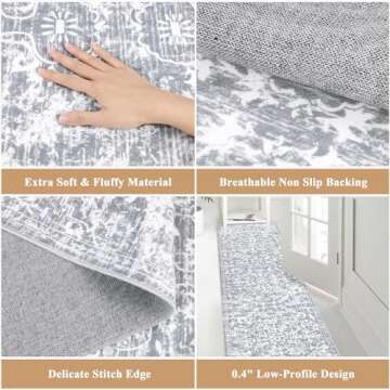 Pauwer Boho Area Rug 5x7 Washable Rugs for Living Room Vintage Non Slip Area Rug Ultra Soft Throw Ru...