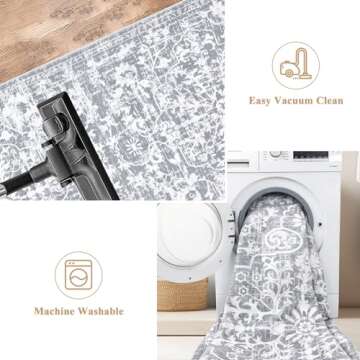 Pauwer Boho Area Rug - 5x7 Washable Non-slip Comfort