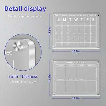 Magnetic Acrylic Calendar for Fridge - Clear Planner Set Why You Will Love This Product?: