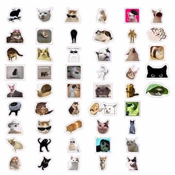BulbaCraft 100Pcs Cat Meme Stickers - Funny Cat Stickers, Gifts for Women & Men