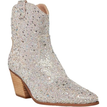 Betsey Johnson Rhinestone Embellished Cowboy Boots for Women