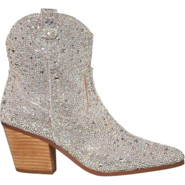 Betsey Johnson Rhinestone Embellished Cowboy Boots for Women