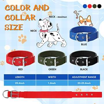 Kacctyen 8 Pcs Heavy Duty Tactical Dog Collar for Large Dog Military Dog Collar Adjustable Nylon Metal Buckle Martingale Collar for Training Walking Hunting (XL, 4 Colors)